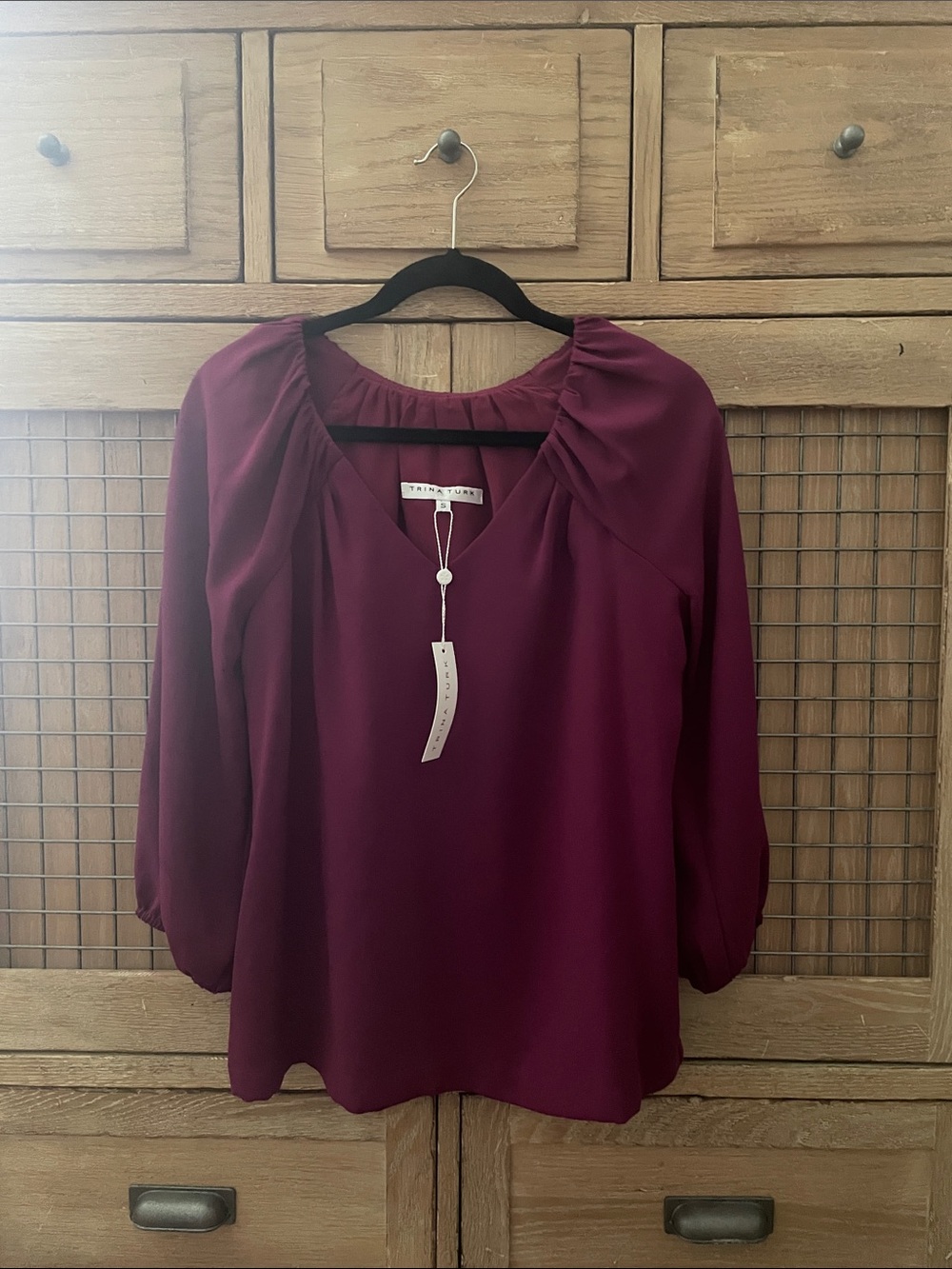 Trina Turk Tamarin plum  Gathered Neck Blouse - Women's Top